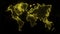 Colorful WorldÂ MapÂ on dark background, YellowÂ Glowing World Map